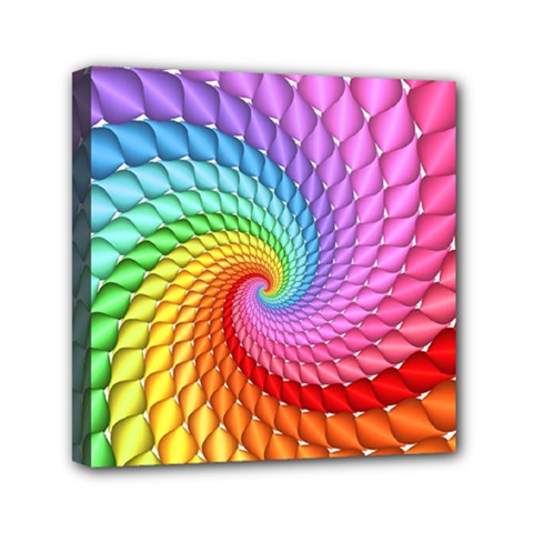 Psychedelic Rainbow Spiral Mini Canvas 6  x 6  (Stretched) from ArtsNow.com