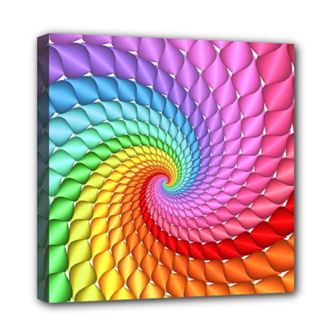 Psychedelic Rainbow Spiral Mini Canvas 8  x 8  (Stretched) from ArtsNow.com