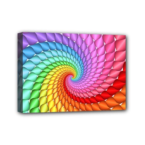 Psychedelic Rainbow Spiral Mini Canvas 7  x 5  (Stretched) from ArtsNow.com