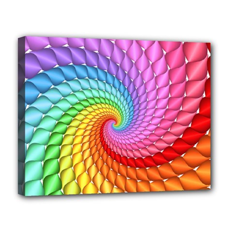 Psychedelic Rainbow Spiral Canvas 14  x 11  (Stretched) from ArtsNow.com