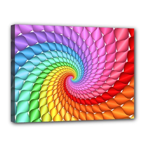 Psychedelic Rainbow Spiral Canvas 16  x 12  (Stretched) from ArtsNow.com