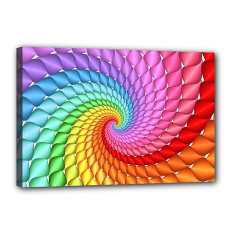 Psychedelic Rainbow Spiral Canvas 18  x 12  (Stretched) from ArtsNow.com