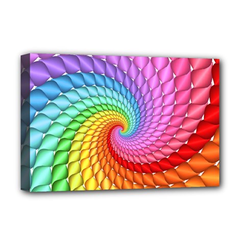 Psychedelic Rainbow Spiral Deluxe Canvas 18  x 12  (Stretched) from ArtsNow.com