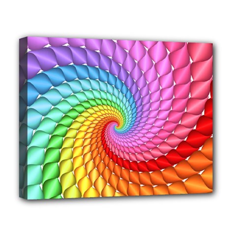 Psychedelic Rainbow Spiral Deluxe Canvas 20  x 16  (Stretched) from ArtsNow.com