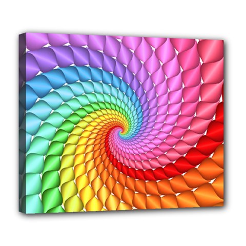 Psychedelic Rainbow Spiral Deluxe Canvas 24  x 20  (Stretched) from ArtsNow.com