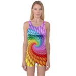 Psychedelic Rainbow Spiral One Piece Boyleg Swimsuit