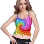 Psychedelic Rainbow Spiral Spaghetti Strap Bra Top