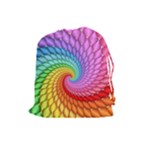 Psychedelic Rainbow Spiral Drawstring Pouch (Large)