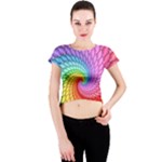 Psychedelic Rainbow Spiral Crew Neck Crop Top