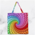 Psychedelic Rainbow Spiral Grocery Tote Bag