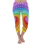 Psychedelic Rainbow Spiral Capri Winter Leggings 