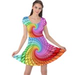 Psychedelic Rainbow Spiral Cap Sleeve Dress