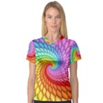 Psychedelic Rainbow Spiral Women s V-Neck Sport Mesh Tee