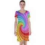 Psychedelic Rainbow Spiral Short Sleeve Nightdress