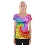 Psychedelic Rainbow Spiral Women s Cap Sleeve Top