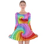 Psychedelic Rainbow Spiral Long Sleeve Skater Dress