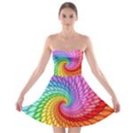 Psychedelic Rainbow Spiral Strapless Bra Top Dress