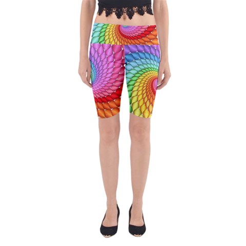 Psychedelic Rainbow Spiral Yoga Cropped Leggings from ArtsNow.com