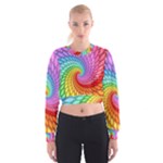 Psychedelic Rainbow Spiral Women s Cropped Sweatshirt