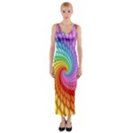 Psychedelic Rainbow Spiral Fitted Maxi Dress