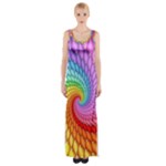 Psychedelic Rainbow Spiral Maxi Thigh Split Dress