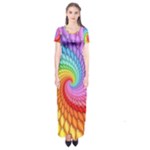 Psychedelic Rainbow Spiral Short Sleeve Maxi Dress