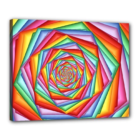 Psychedelic Rainbow Spiral Canvas 20  x 16  (Stretched) from ArtsNow.com