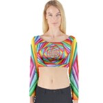 Psychedelic Rainbow Spiral Long Sleeve Crop Top (Tight Fit)