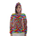 Psychedelic Rainbow Spiral Hooded Wind Breaker (Women)