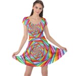 Psychedelic Rainbow Spiral Cap Sleeve Dress