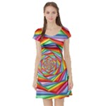 Psychedelic Rainbow Spiral Short Sleeve Skater Dress