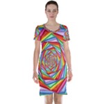 Psychedelic Rainbow Spiral Short Sleeve Nightdress