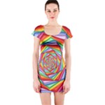 Psychedelic Rainbow Spiral Short Sleeve Bodycon Dress