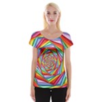 Psychedelic Rainbow Spiral Women s Cap Sleeve Top