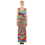 Psychedelic Rainbow Spiral Maxi Thigh Split Dress