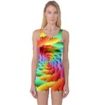 Psychedelic Rainbow Spiral One Piece Boyleg Swimsuit