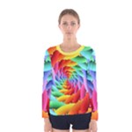 Psychedelic Rainbow Spiral Women s Long Sleeve Tee