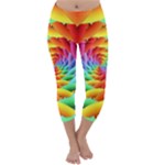 Psychedelic Rainbow Spiral Capri Winter Leggings 