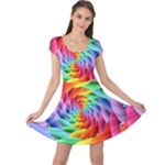 Psychedelic Rainbow Spiral Cap Sleeve Dress