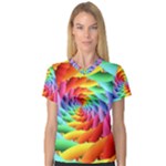 Psychedelic Rainbow Spiral Women s V-Neck Sport Mesh Tee