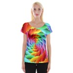 Psychedelic Rainbow Spiral Women s Cap Sleeve Top