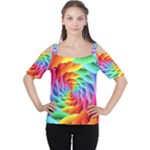 Psychedelic Rainbow Spiral Women s Cutout Shoulder Tee