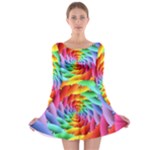 Psychedelic Rainbow Spiral Long Sleeve Skater Dress