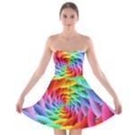 Psychedelic Rainbow Spiral Strapless Bra Top Dress