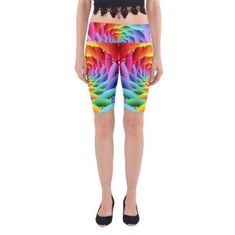 Psychedelic Rainbow Spiral Yoga Cropped Leggings from ArtsNow.com