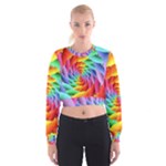 Psychedelic Rainbow Spiral Women s Cropped Sweatshirt