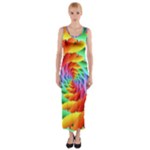 Psychedelic Rainbow Spiral Fitted Maxi Dress