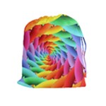 Psychedelic Rainbow Spiral Drawstring Pouch (XL)