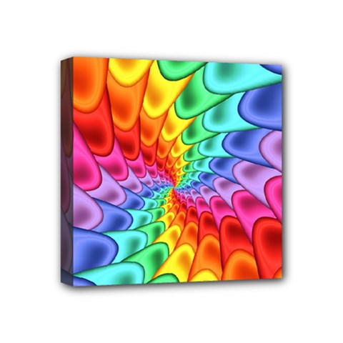 Psychedelic Rainbow Spiral Mini Canvas 4  x 4  (Stretched) from ArtsNow.com