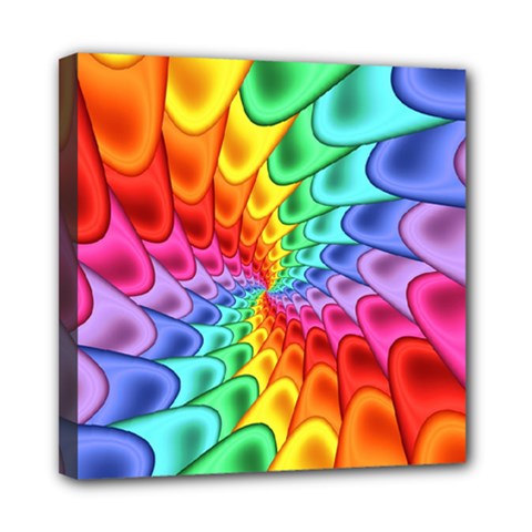 Psychedelic Rainbow Spiral Mini Canvas 8  x 8  (Stretched) from ArtsNow.com